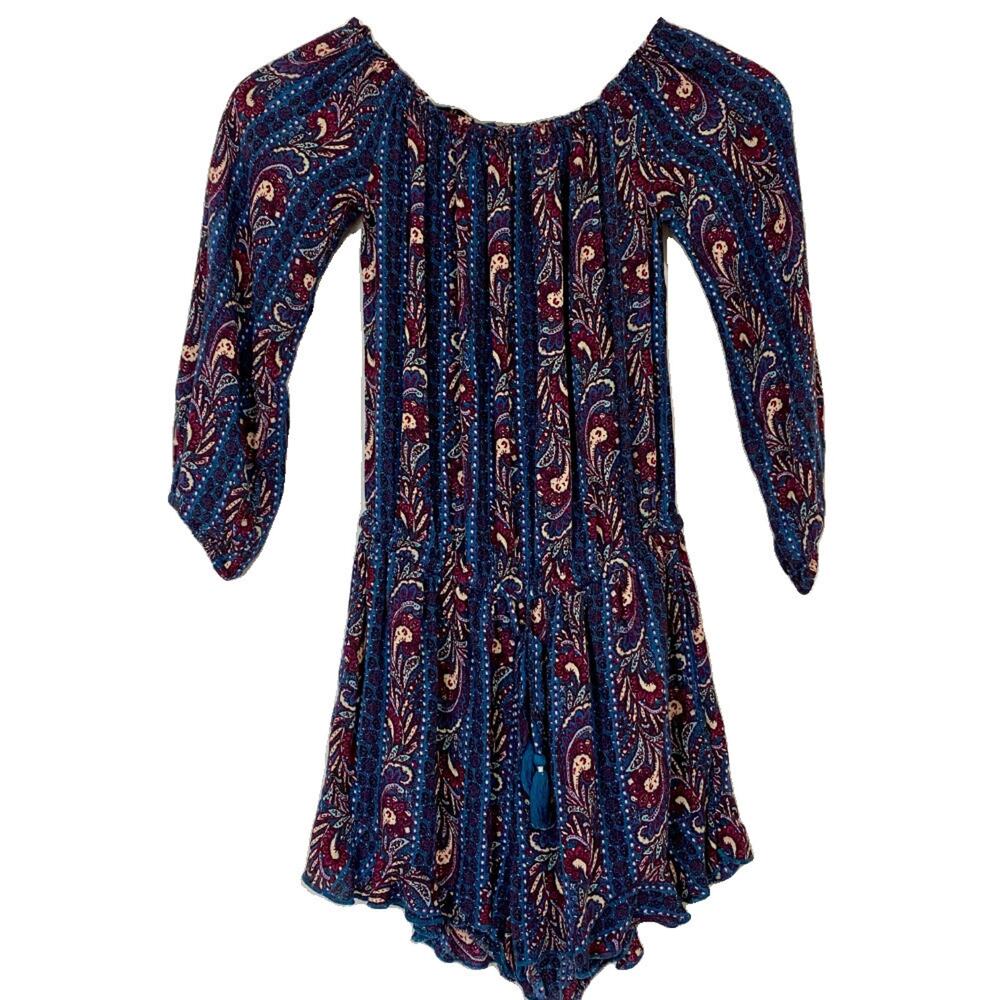 American Eagle Outfitters Womens Pocket Drawstring Romper Blue Boho Size XXS EUC